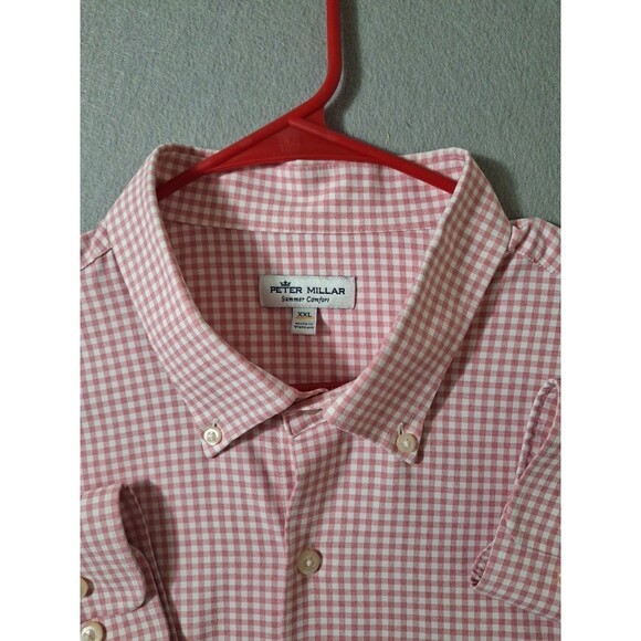 Peter Millar Crown Sport Willie Performance Sport Shirt Pink Gingham Plaid XXL - Picture 3 of 7